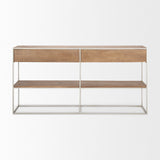 Mercana Morris Console Table Brown Wood | Silver Metal