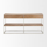 Mercana Morris Console Table Brown Wood | Silver Metal