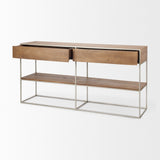 Mercana Morris Console Table Brown Wood | Silver Metal