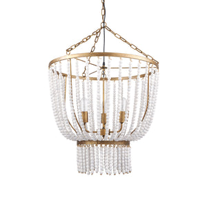 Mercana Rhone Chandelier Gold Metal | Wood Beads