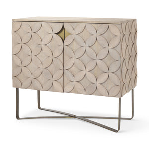 Mercana Excelsior Accent Cabinet Light Brown Wood | Gold Metal