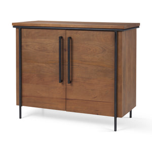 Mercana Maddox Accent Cabinet Brown Wood | Black Metal