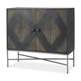 Mercana Hogarth Accent Cabinet Dark Brown & Black Wood | Silver Metal