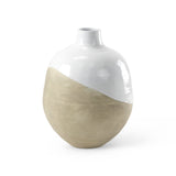 Mercana Amos Floor Vase White and Beige Ceramic | 24.4H