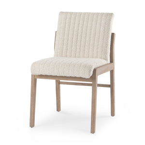 Mercana Tahoe Dining Chair Cream Bouclé Fabric | Light Brown Wood | Armless