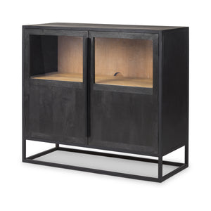 Mercana Sloan Accent Cabinet Black & Brown Wood | Black Metal