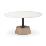 Mercana Maxwell Coffee Table White Marble | Light Wood | Black Metal