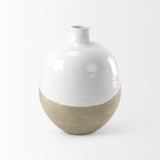 Mercana Amos Floor Vase White and Beige Ceramic | 24.4H