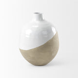 Mercana Amos Floor Vase White and Beige Ceramic | 24.4H