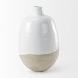 Mercana Amos Floor Vase White and Beige Ceramic | 31.9H