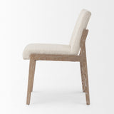 Mercana Tahoe Dining Chair Cream Bouclé Fabric | Light Brown Wood | Armless