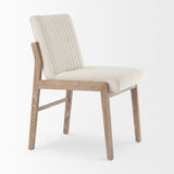 Mercana Tahoe Dining Chair Cream Bouclé Fabric | Light Brown Wood | Armless