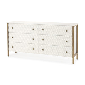 Mercana Savannah Gold Sideboard White | Gold Metal | 6 Drawer