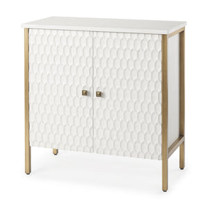 Mercana Savannah Gold Accent Cabinet - 2 Door White | Gold Metal | 2 Door