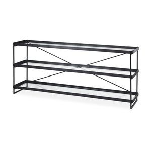 Mercana Trey Console Table Black Metal | Glass