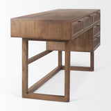 Mercana Grier Office Desk Medium Brown Wood | Cane Accent