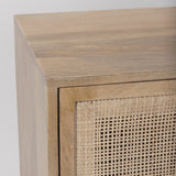 Mercana Grier Accent Cabinet Light Brown Wood | Cane Accent | 2 Door
