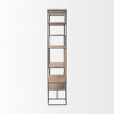 Mercana Morris 6-Tier Shelving Unit Brown Wood | Black Metal