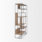 Mercana Morris 6-Tier Shelving Unit Brown Wood | Black Metal