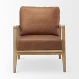 Mercana Raeleigh Accent Chair Cognac Leather | Light Brown Wood