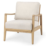 Mercana Raeleigh Accent Chair Cream Fabric | Light Brown Wood