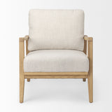 Mercana Raeleigh Accent Chair Cream Fabric | Light Brown Wood