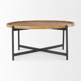 Mercana Marquisa Coffee Table Brown Wood | Black Metal | Large