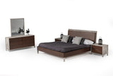 VIG Furniture Nova Domus Conner Modern Dark Walnut & Faux Concrete Bed VGAN-CONNER-BED-DK