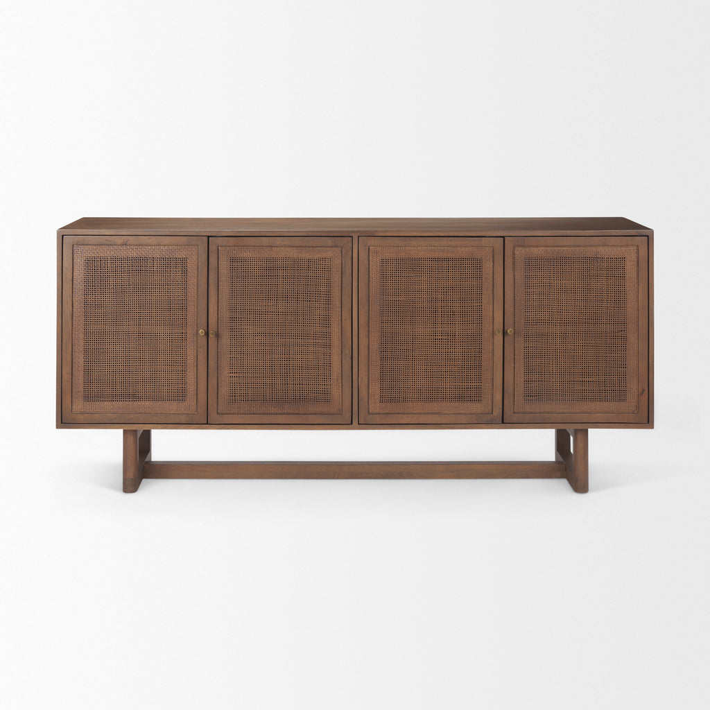Mercana Grier Sideboard Medium Brown Wood | Cane Accent