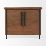 Mercana Maddox Accent Cabinet Brown Wood | Black Metal