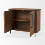 Mercana Maddox Accent Cabinet Brown Wood | Black Metal