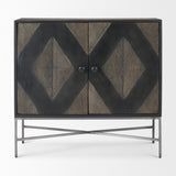 Mercana Hogarth Accent Cabinet Dark Brown & Black Wood | Silver Metal