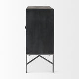 Mercana Hogarth Accent Cabinet Dark Brown & Black Wood | Silver Metal