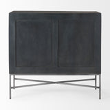 Mercana Hogarth Accent Cabinet Dark Brown & Black Wood | Silver Metal