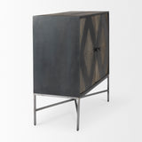 Mercana Hogarth Accent Cabinet Dark Brown & Black Wood | Silver Metal