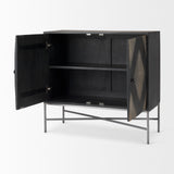 Mercana Hogarth Accent Cabinet Dark Brown & Black Wood | Silver Metal