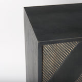 Mercana Hogarth Accent Cabinet Dark Brown & Black Wood | Silver Metal