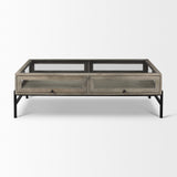 Mercana Arelius Coffee Table | Rectangular Gray Wood | Black Metal | Rectangular