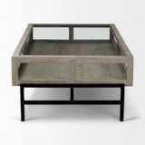 Mercana Arelius Coffee Table | Rectangular Gray Wood | Black Metal | Rectangular