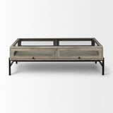 Mercana Arelius Coffee Table | Rectangular Gray Wood | Black Metal | Rectangular