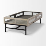 Mercana Arelius Coffee Table | Rectangular Gray Wood | Black Metal | Rectangular