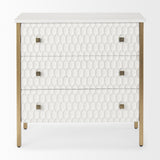 Mercana Savannah Gold Accent Cabinet - 3 Drawer White | Gold Metal | 3 Drawer