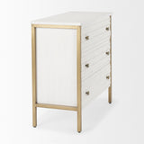 Mercana Savannah Gold Accent Cabinet - 3 Drawer White | Gold Metal | 3 Drawer