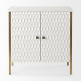 Mercana Savannah Gold Accent Cabinet - 2 Door White | Gold Metal | 2 Door