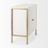 Mercana Savannah Gold Accent Cabinet - 2 Door White | Gold Metal | 2 Door