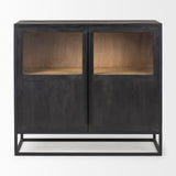 Mercana Sloan Accent Cabinet Black & Brown Wood | Black Metal