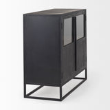 Mercana Sloan Accent Cabinet Black & Brown Wood | Black Metal