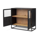 Mercana Sloan Accent Cabinet Black & Brown Wood | Black Metal