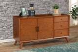 Alpine Furniture Flynn Sideboard, Acorn 966-64 Acorn Mahogany Solids & Okoume Veneer 58 x 19 x 30