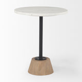 Mercana Maxwell End/Side Table White Marble | Light Wood | Black Metal